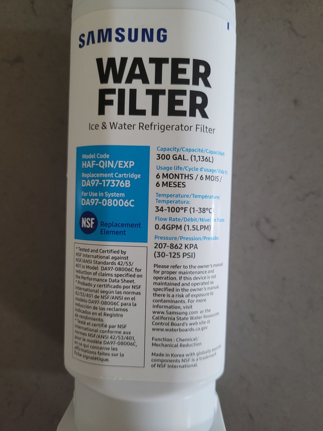 Customer photo review of Glacier Fresh Replacement for DA97-17376B, HAF-QIN Samsung Refrigerator Water Filter, 2-Pack