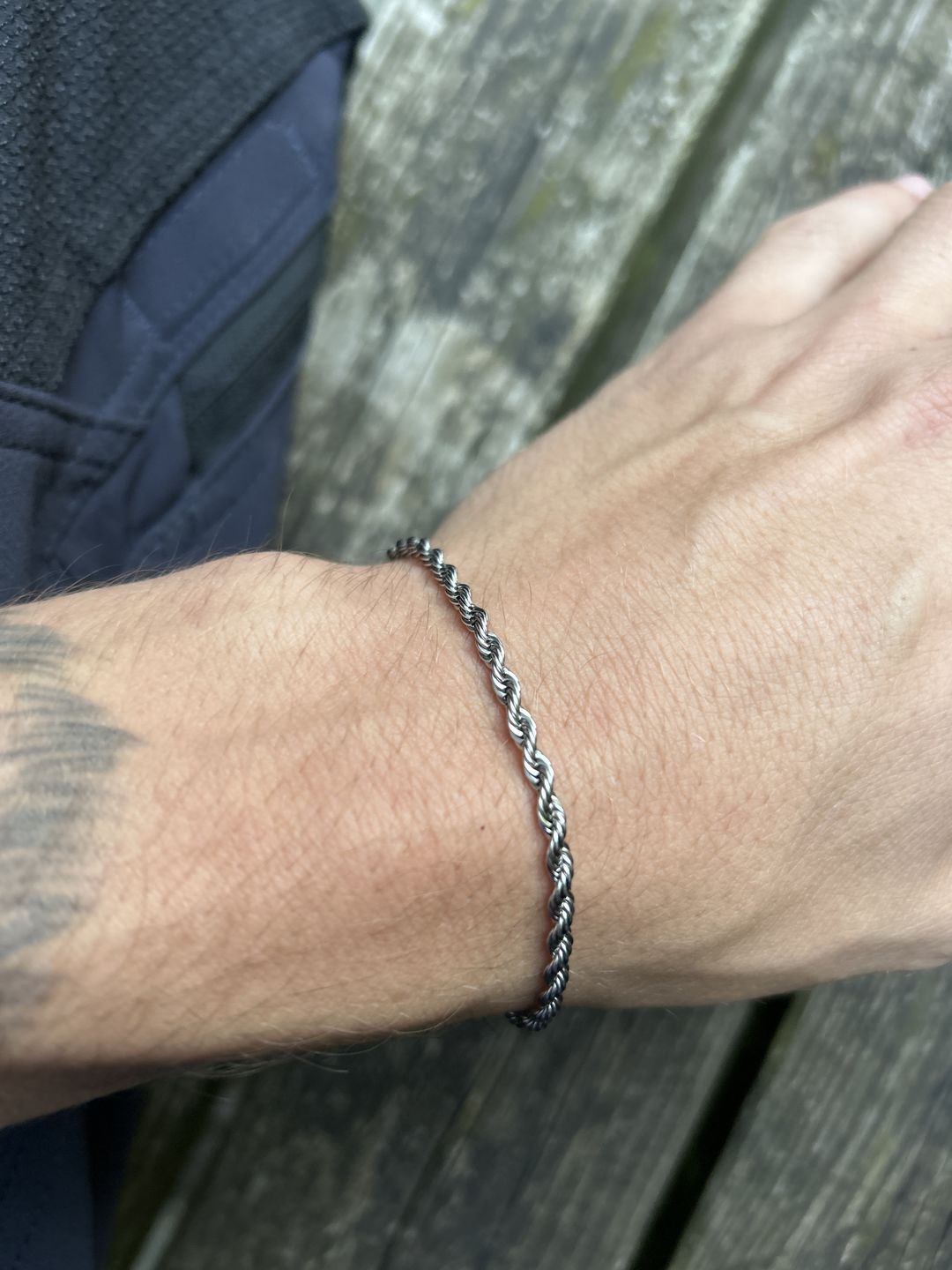 Customer photo review of CLEAN ROPE BRACELET. - 3MM WHITE GOLD