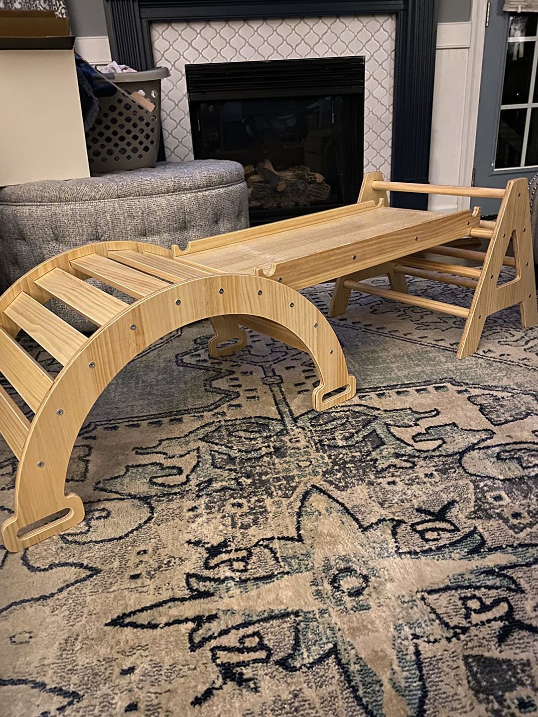 Customer photo review of Maple - Wood Small Triangle Climbing Set with Ladder Slide and Rocker