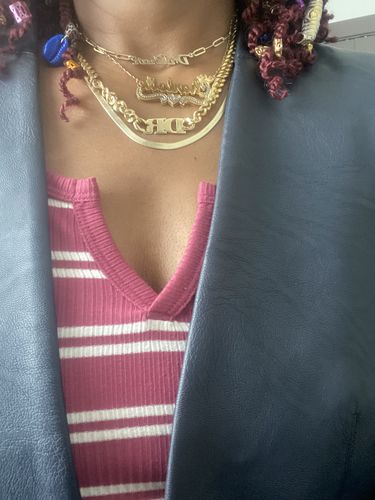 Customer photo review of Double Initial with Mid-Sized Cuban Chain