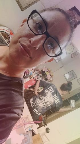 Customer photo review of TRY THAT IN A SMALL TOWN MIDDLE FINGER TEE
