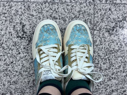 Customer photo review of Van Gogh Almond Blossoms inspired sneakers