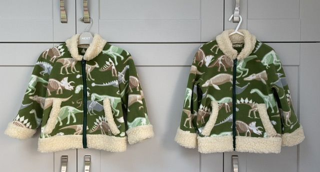 Customer photo review of Dino Skeletons on Green Anti Pill Polar Fleece Fabric