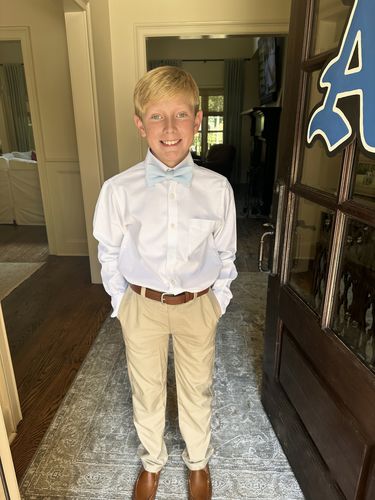 Customer photo review of Sky Blue Cotton Bow Tie