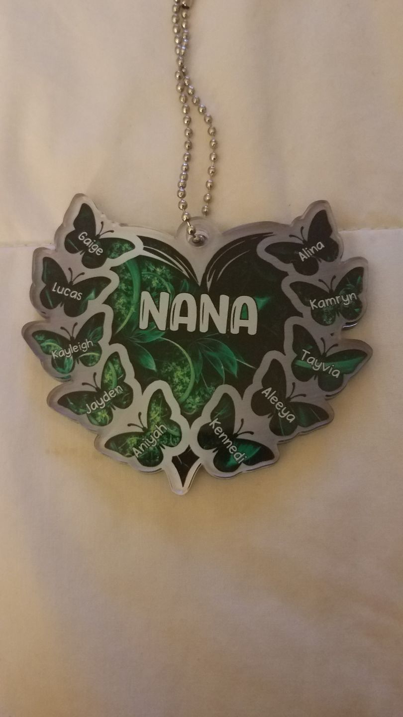 Customer photo review of Sparkling Grandma- Mom Heart Butterfly Kids, Multi Colors Personalized Ornament