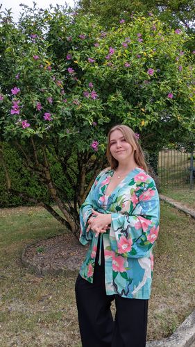 Customer photo review of Emerald Floral Kimono