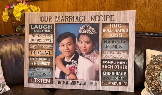 Customer photo review of Personalized Canvas Prints Custom Couple Photo and Name - For Our Forever Love - Marriage Recipe Dem Canvas