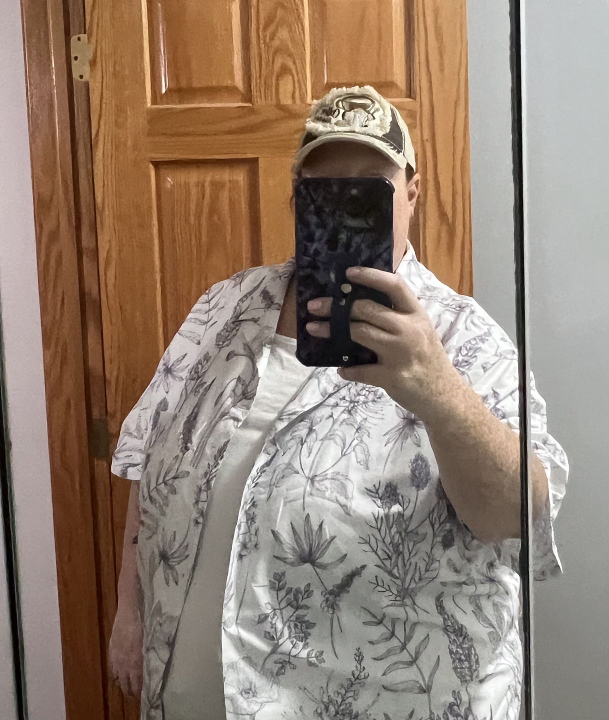 Customer photo review of Simple Botany Flowers Herbs White Blue Button Up Shirt