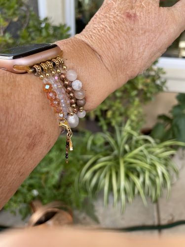 Customer photo review of Dark Champagne Stretch Apple Watch Strap