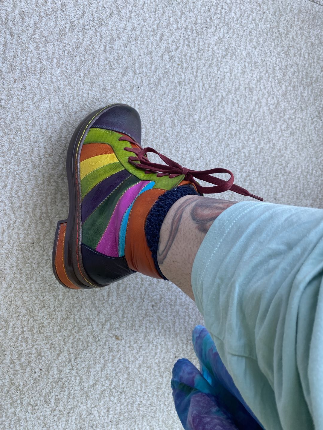 Customer photo review of Retro Hand-polished Rainbow Ankle Boots
