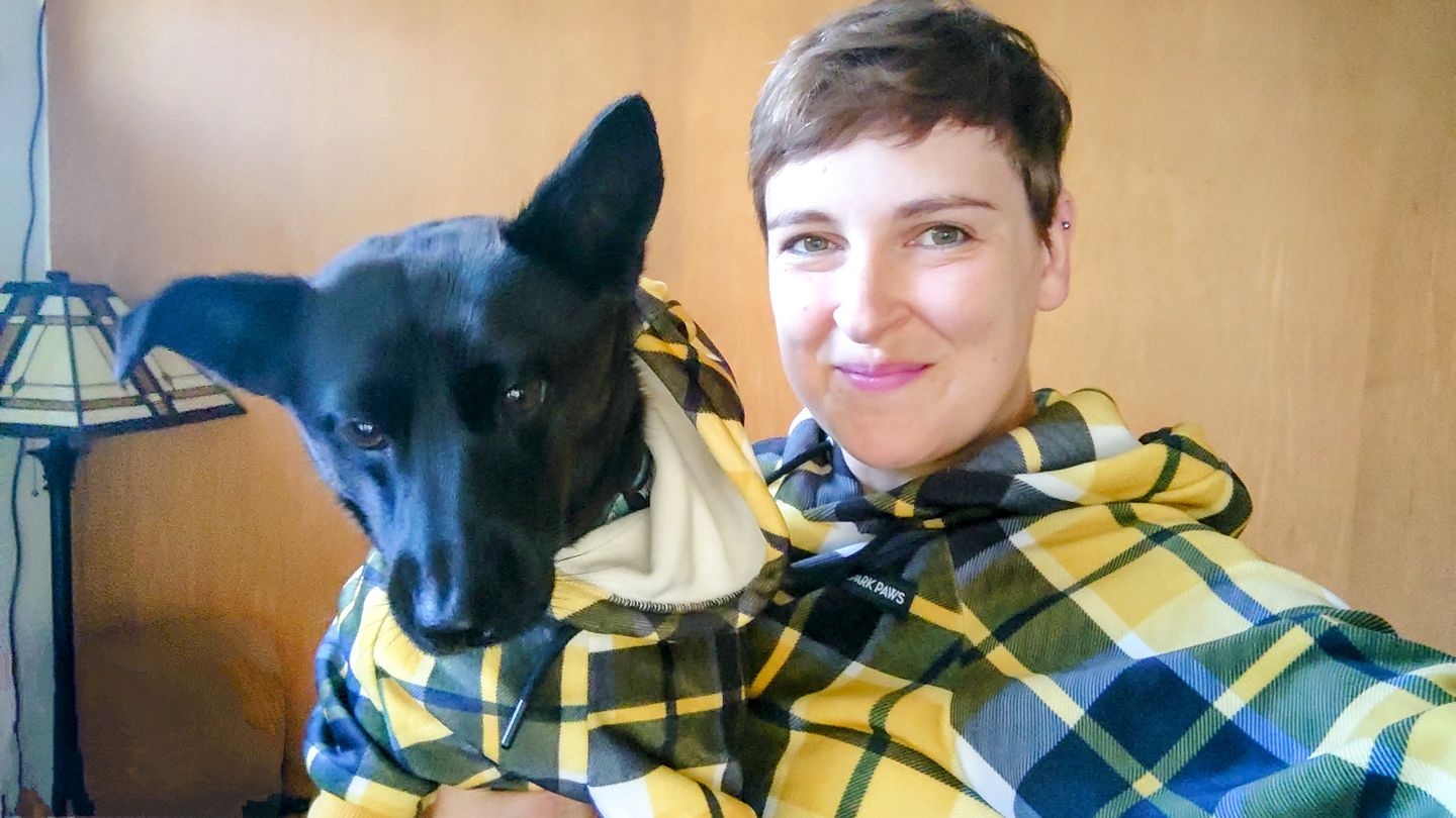 Customer photo review of Yellow Plaid Human Hoodie