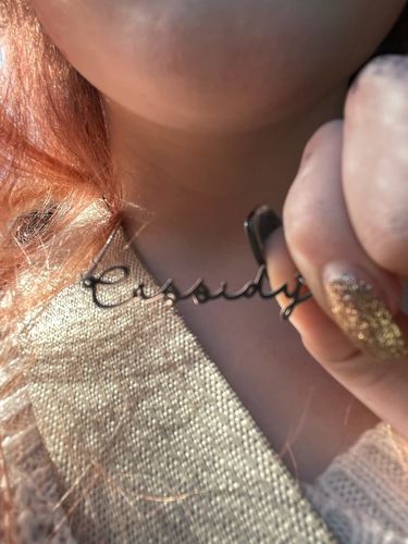 Customer photo review of DAINTY SCRIPT NAME NECKLACE