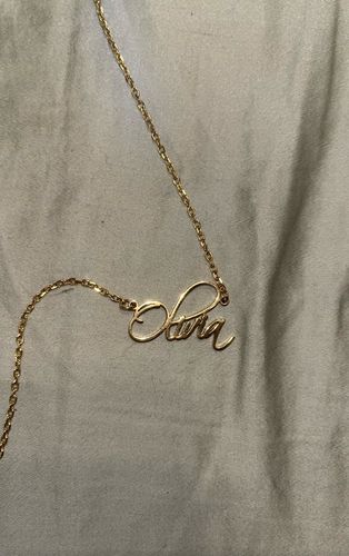 Customer photo review of DAINTY SCRIPT NAME NECKLACE