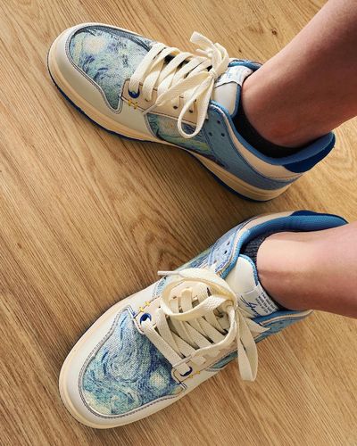 Customer photo review of Van Gogh Starry Night inspired sneakers