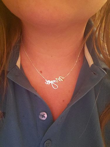 Customer photo review of DAINTY SCRIPT NAME NECKLACE
