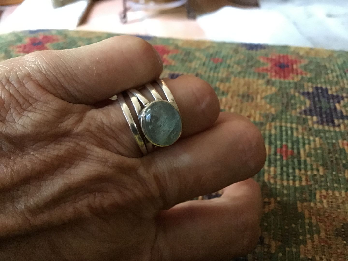 Customer photo review of Chunky Aquamarine Wrap Ring Sterling Silver