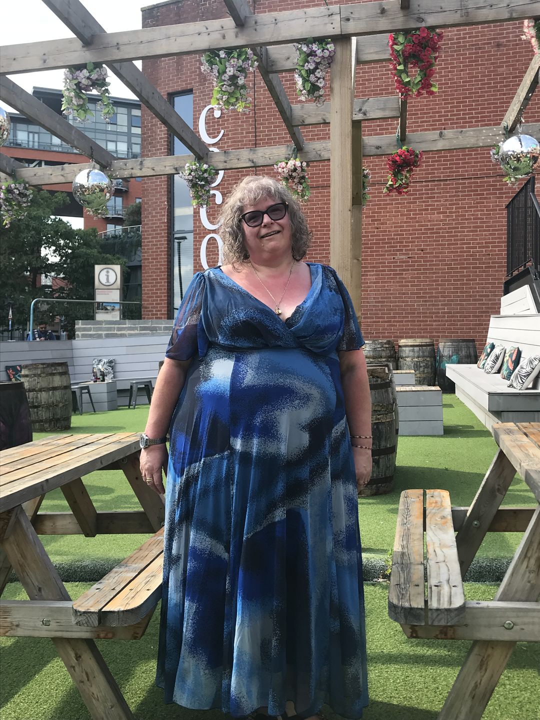 Customer photo review of Isabelle Blue Moon Float Sleeve Maxi Dress