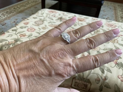 Customer photo review of Halo Art Deco CZ Ring in Sterling Silver