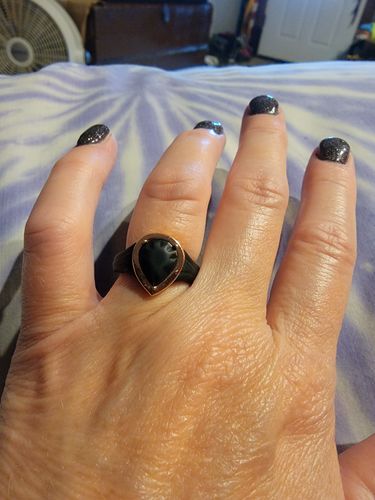 Customer photo review of NEW - Metal Framed Silicone Pear Collection - Engagement or Promise Rings for Her - Silicone Wedding Bands Women