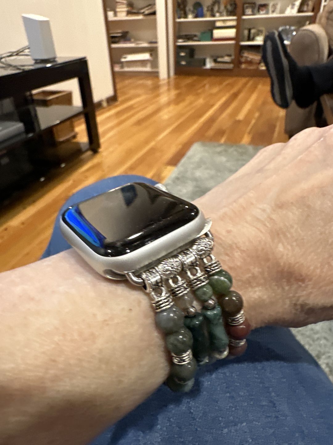 Customer photo review of Vintage Agate Stretch Apple Watch Strap