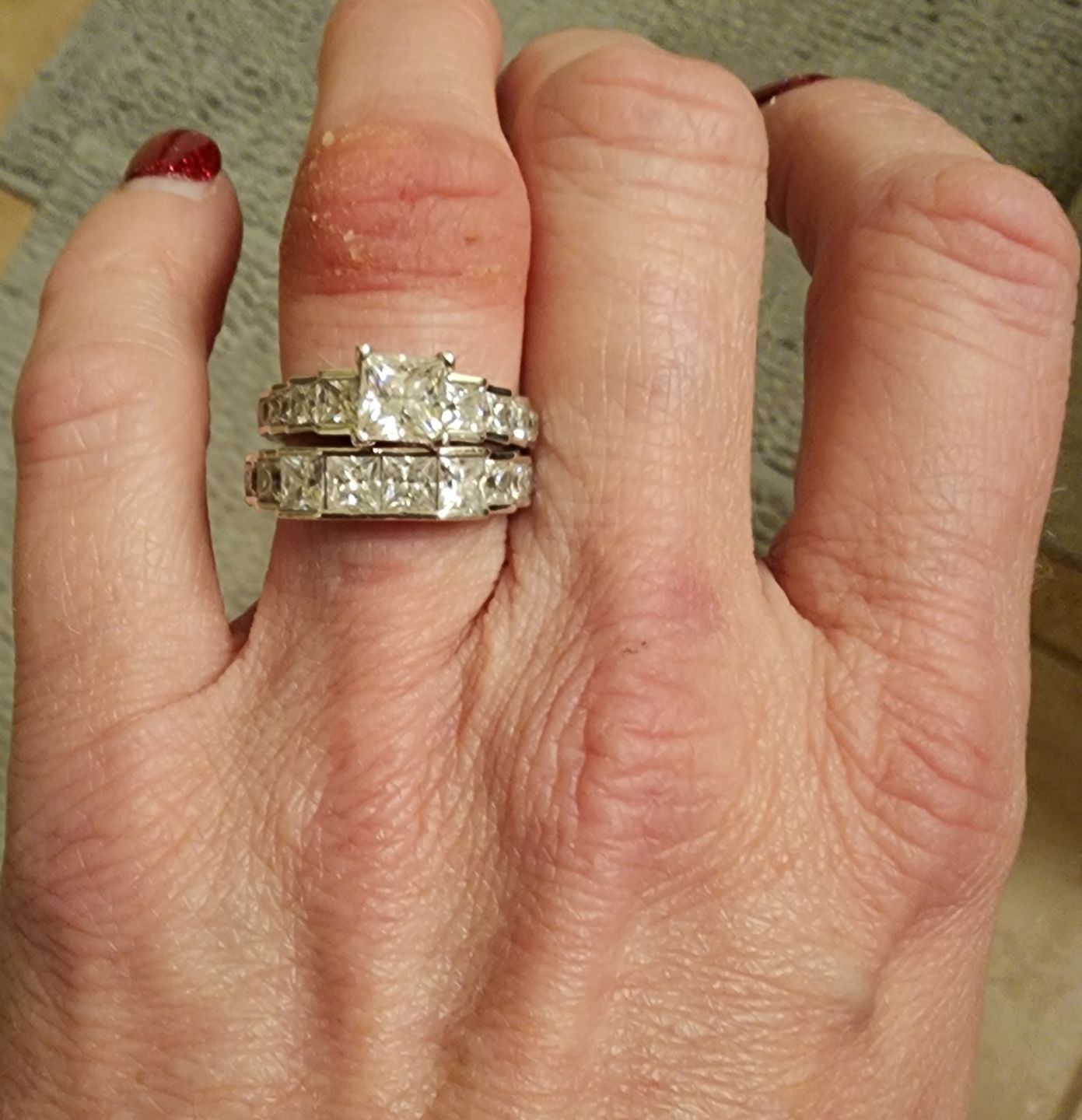 Customer photo review of Princess Cut Moissanite Channel Set Engagement Ring
