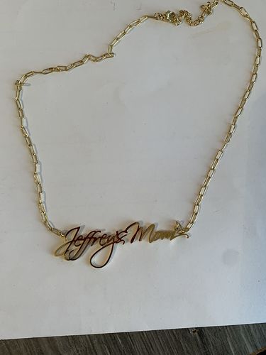 Customer photo review of DAINTY SCRIPT NAME NECKLACE
