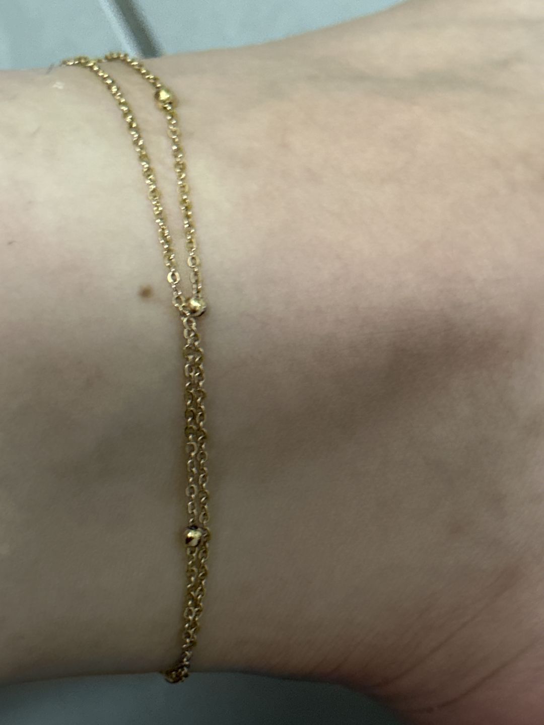 Customer photo review of Double Beads Fußkette | 18K vergoldet
