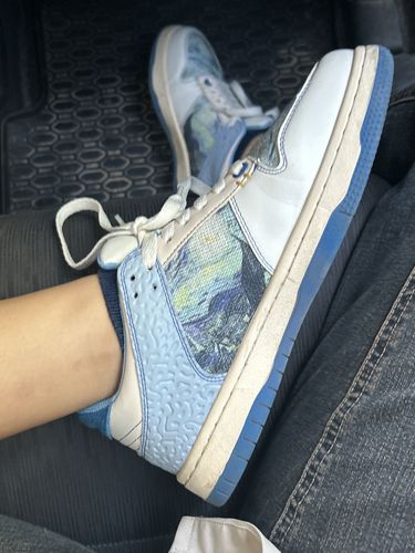 Customer photo review of Van Gogh Starry Night inspired sneakers