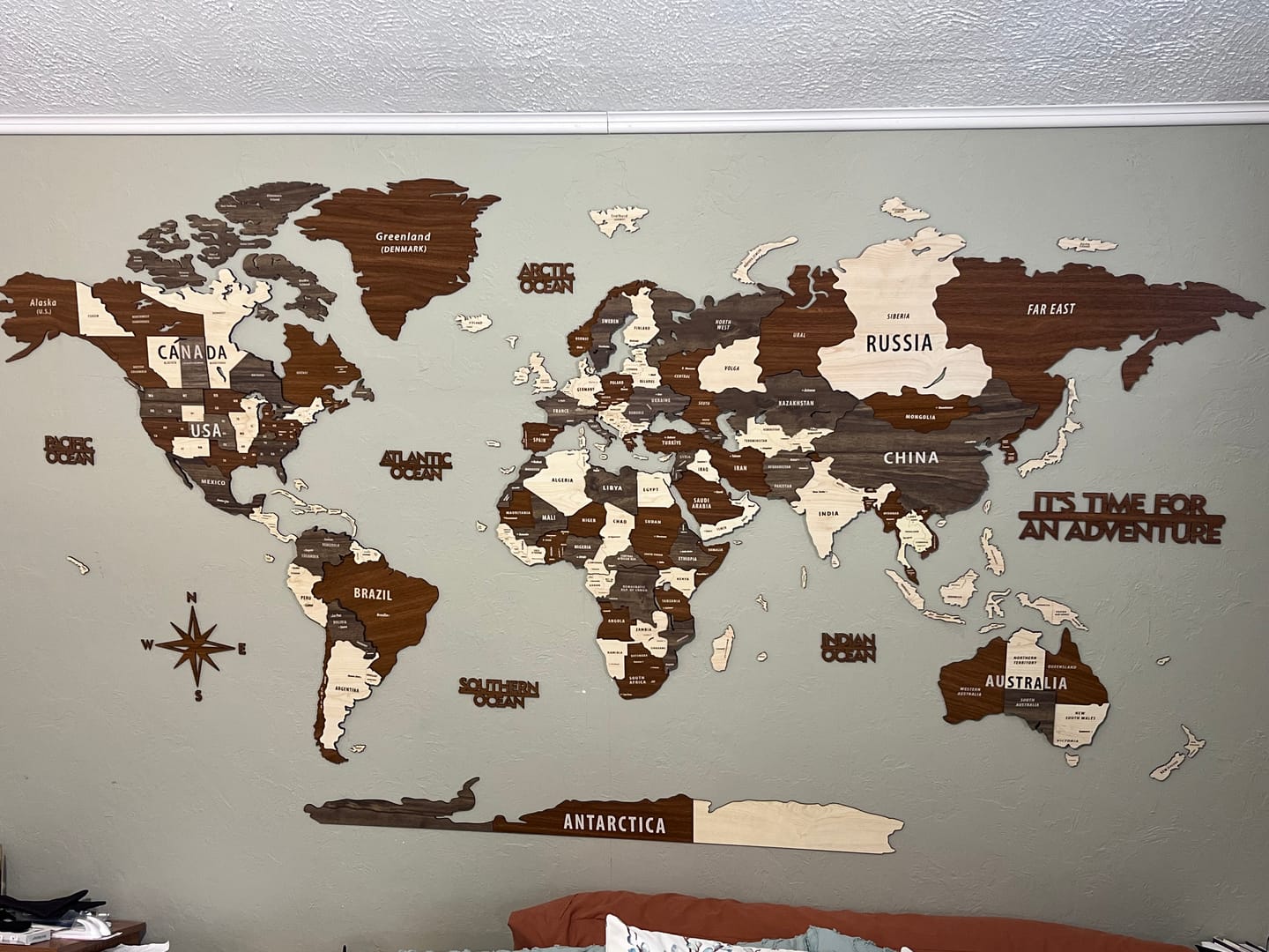 Customer photo review of Wooden World Map with States and Capitals - Multilayered