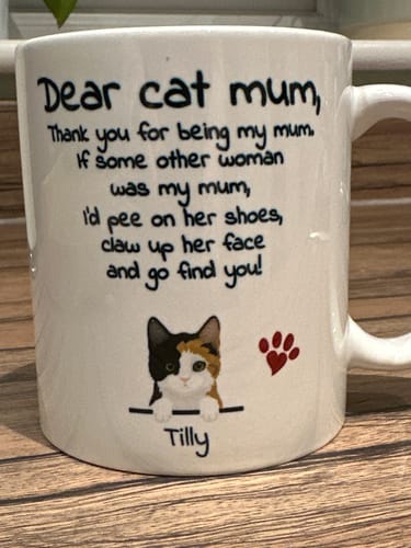 Customer photo review of Dear cat pawrent - Personalised mug