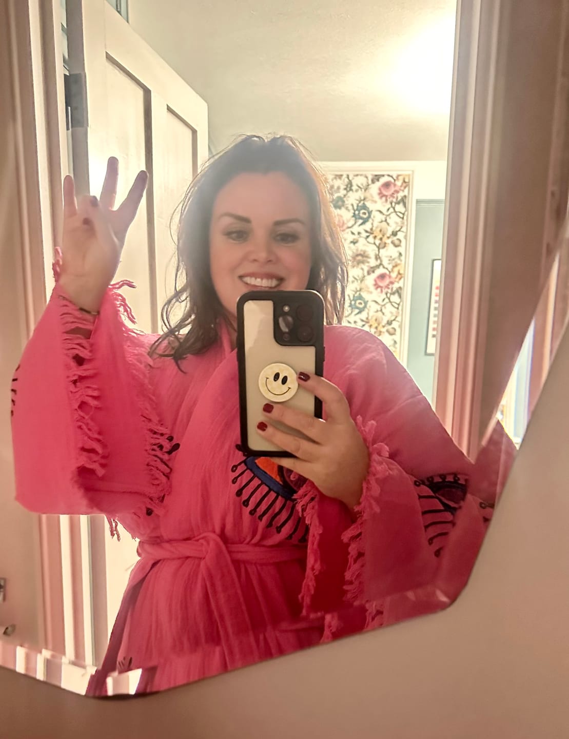 Customer photo review of Pink Evil Eye Kimono Robe