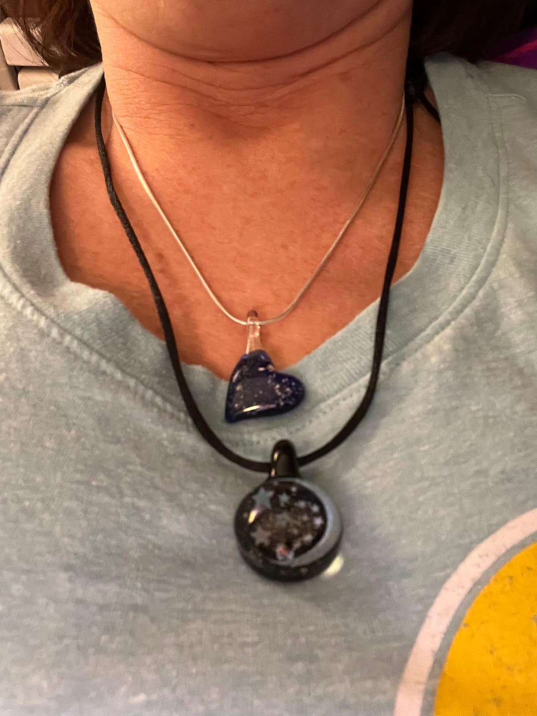 Customer photo review of Moon and Stars Hologram Pendant with Infused Cremation Ash