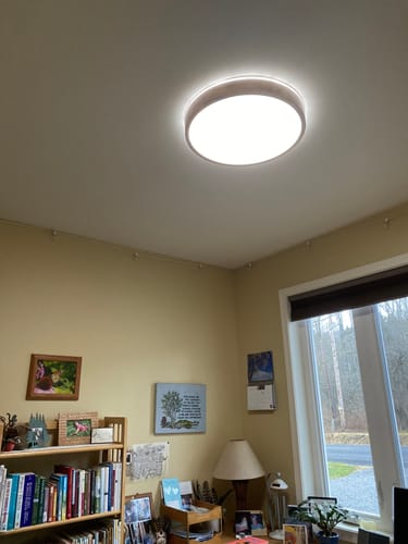 Customer photo review of Scandinavian Wooden Round LED Flush Mount