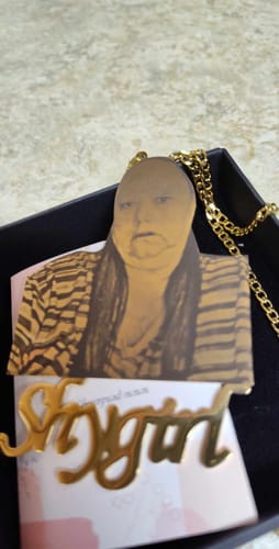 Customer photo review of Custom Photo Engraved Pendant Necklace