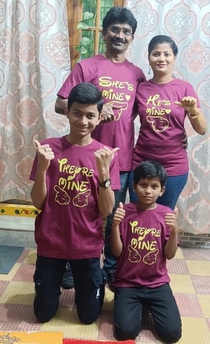 Customer photo review of He-She-They are Mine Matching Family T-Shirts Set of 3 and 4 for Mom, Dad, Son and Daughter