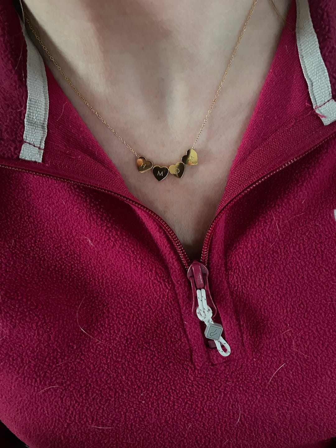 Customer photo review of Amo Heart Quadruple Bead Necklace in Gold