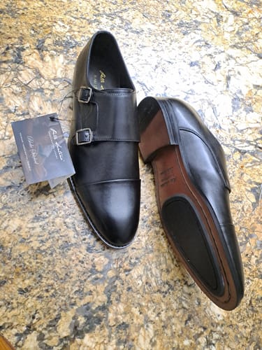 Customer photo review of Double Monk Straps Cap toe - Black