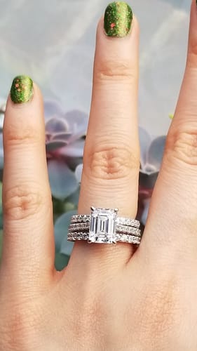 Customer photo review of Solitaire 2.6ct Emerald Cut CZ Ring in Sterling Silver