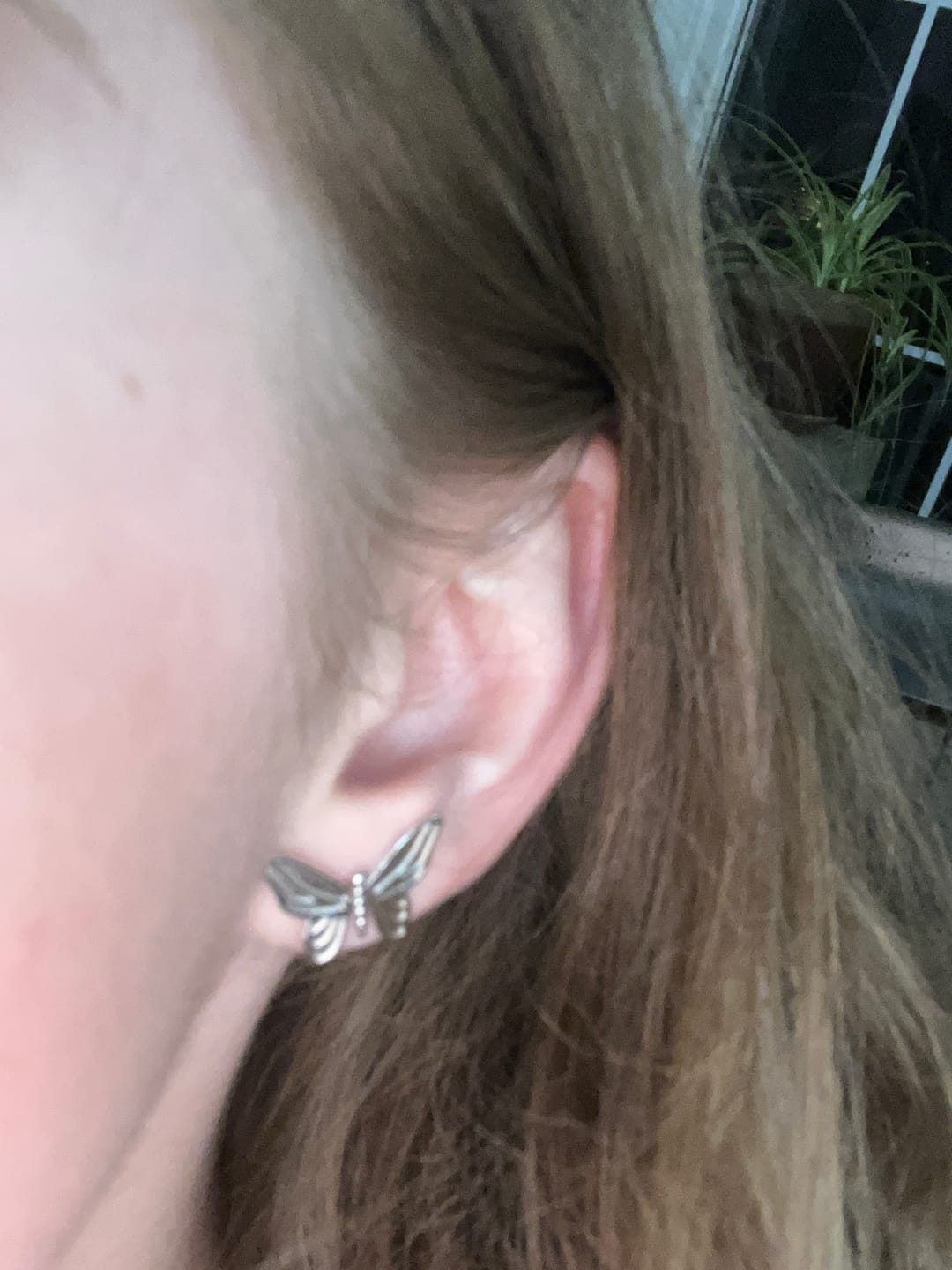 Customer photo review of BUTTERFLY EARRING (STUD)