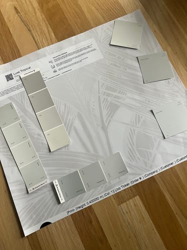 Customer photo review of Luxe Tropical in Grey Wallpaper