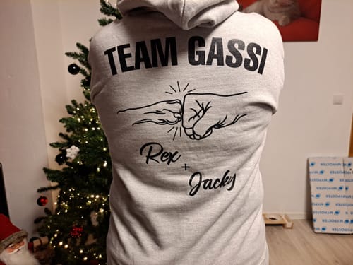 Customer photo review of Team Gassi Fauststoß - Individueller Hoodie Unisex Rückendruck