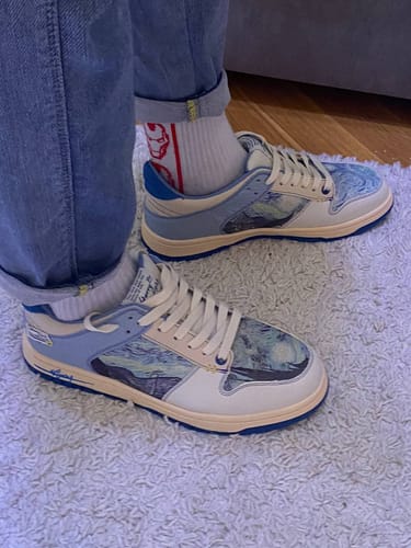 Customer photo review of Van Gogh Starry Night inspired sneakers