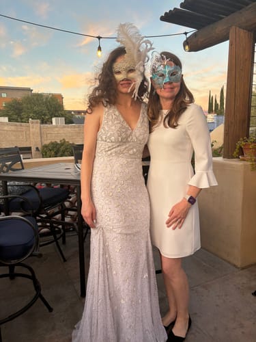 Customer photo review of Hand Embellished Sleeveless Beaded Gown with Sweeping Train