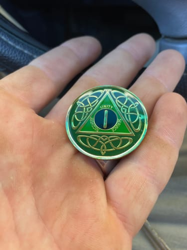 Customer photo review of 1 to 60 Year Celtic Knot Specialty AA Recovery Medallion - Tri-Plated Chip/Coin
