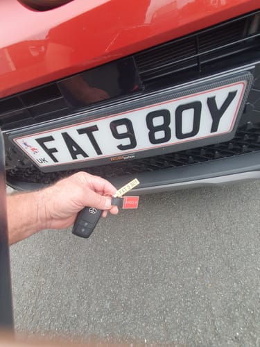 Customer photo review of Personalised Metal Number Plate Keyring