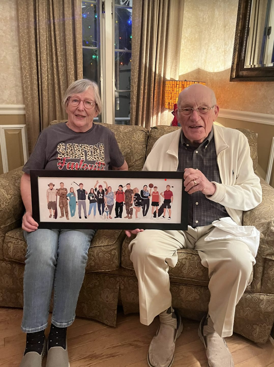Customer photo review of Custom Family Portrait With Pets - Anniversary Cartoon Drawing - Portrait Drawn from Photos