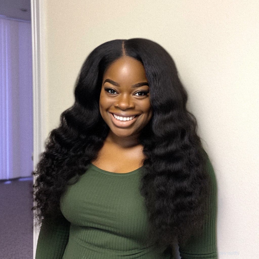 Customer photo review of Jada Cambodian Kinky Straight - Traditional Weft Clip In Bundles
