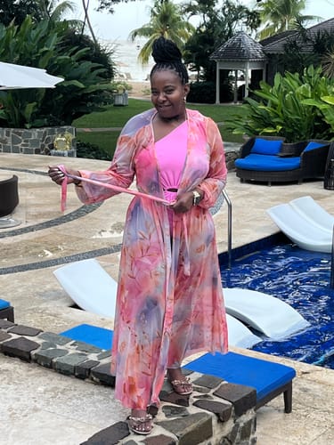 Customer photo review of Fashion Three-Dimensional Flower Party Slant Neck One-Sleeve Dress