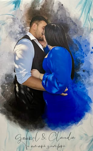 Customer photo review of Tu foto en estilo acuarela | Regalo personalizable para pareja, novia y novio