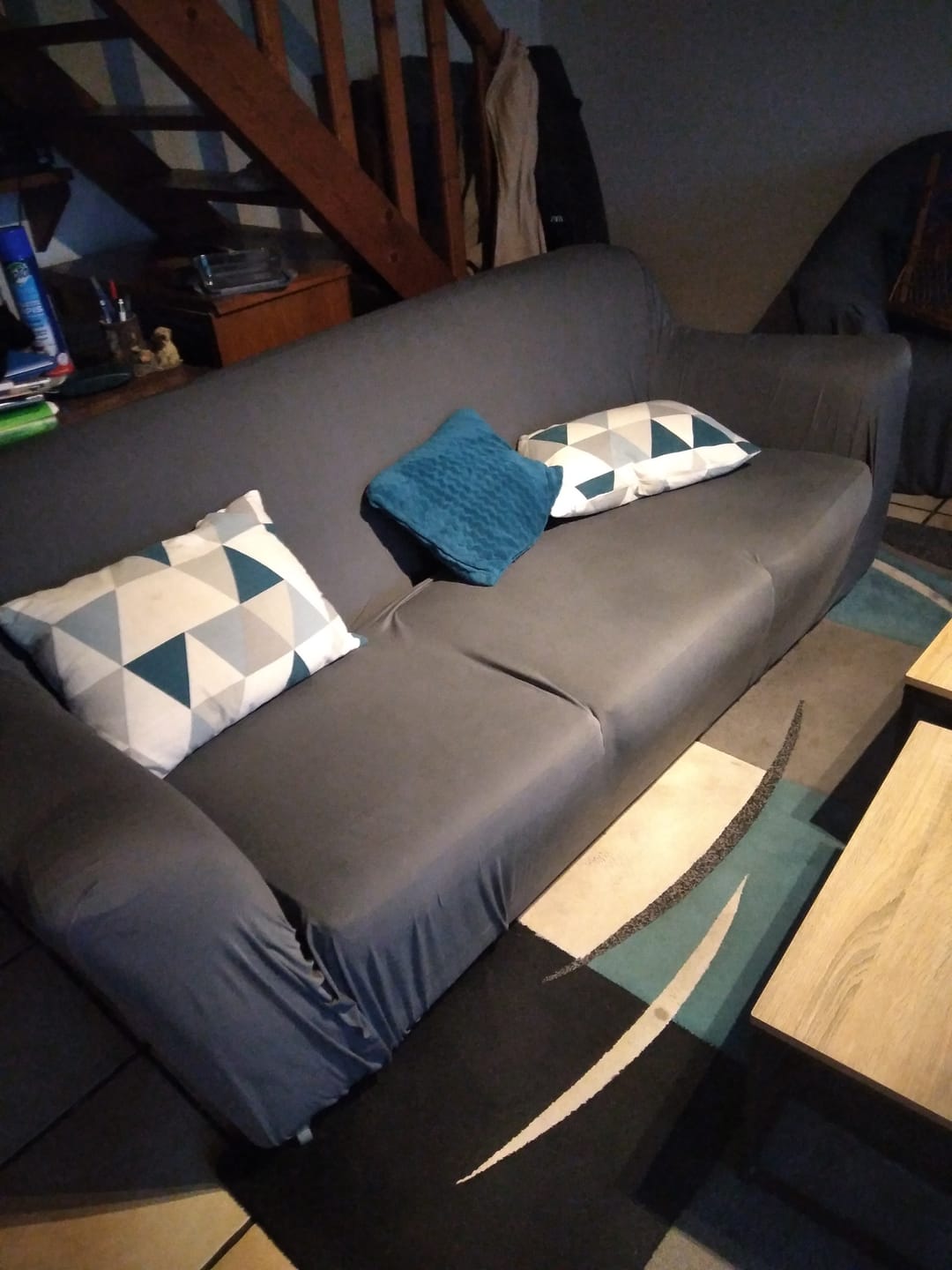 Customer photo review of Gris anthracite - Housse de Canapé Extensible